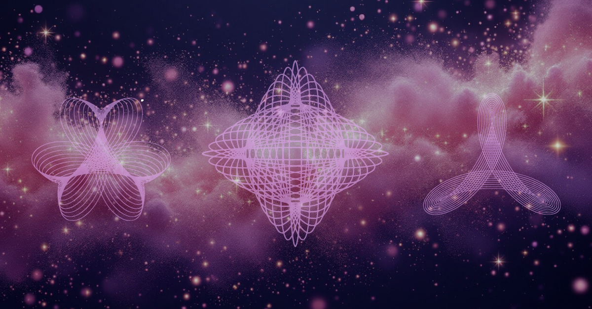 shapes floating in the sky.